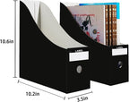 Limitliho Magazine Holde, Magazine File Holder for Home, Office, Desk, 10.6'' H×10.2'' L ×3.5''W Magazine Storage Box (Black, 2 Pack)