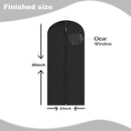 Dress Bags for Gowns Long, 45'' Garment Bags for Hanging Clothes, Suit Bag Cover for Storage and Travel, with Clear Heart Window, 2 Pack (Black)