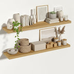Vivelove 12 Inch Deep Floating Shelves 55 inch Long, Thick Wall Shelves with Invisible Brackets, Shelf for Bedroom Bathroom Living Room Kitchen Office, Rustic Farmhouse Decor, 55x12x1.5 Set of 2, Oak