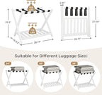 Luggage Rack for Guest Room - 1 Pack 26.77" L Full Assembled Luggage Rack Stand for Suitcases, Foldable Luggage Holder with Shoe Shelf for Bedroom, Hotel (White Bamboo Suitcase Stand)