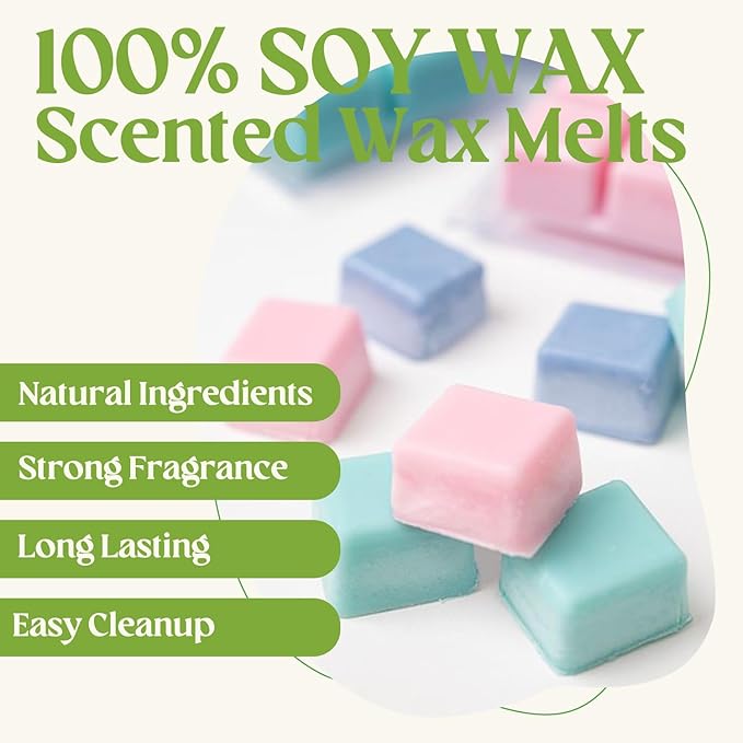 ARVIDSSON Spring Scented Wax Melts, Natural Soy Wax Cubes for Wax Warmer, Strong Scent Fragrance Wax Tarts, Candle Melts Gift Set - After Rain, Fresh Cut Grass, Ocean Breeze, Gardenia and More