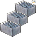 Wardrobe Clothes Organizer, 7 Grids Washable Portable Closet Organizer Mesh Separation Storage Box Foldable Closet Drawer Organizer for Underwear, Socks, Scarves, Jeans (Grey, 3 Jeans Grid)