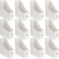 Geyee 12 Pack Magazine File Holder Plastic Desk Organizer Magazine Holder Storage Heavy Duty File Boxes for Home Storage and Office Organization(White)
