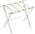 Sumerflos Acrylic Luggage Rack for Guest Room - Foldable Suitcase Stand with Leather Straps for Bedroom Living Room Hotel Heavy-Duty, Holds up to 50-100 lb lightweight Space Saving (Beige & Handle - 1 Pcs)