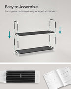 SONGMICS 2-Tier Shoe Rack, Shoe Storage for Hallway Closet, Slim and Space-Saving, Metal Frame, Non-Woven Fabric Shelves, Black ULSH052B01