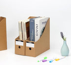 36 Pcs Cardboard Magazine File Holders, Bulk Kraft Paper Magazine Book Bin Box with Label Sticker, Paper Organizer Storage Folder for School Classroom Office Library Home Supplies Desk Shelve
