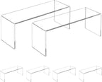 Aminigram 4 Pack Large Acrylic Risers Display Stands, Perfume Organizer Stand, Clear Acrylic Shelf for Show Decor Display, Toys, Cupcake and More(12.4 x 4 x 4.6 inches)