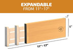 6 Pack Drawer Dividers 6 Inch High, 11”-17" Adjustable Bamboo Organizers Large Expandable Drawer Separators for Cloths, Dresser, Bedroom, Bathroom, Baby Drawer, Office & Kitchen Utensils (Natural)