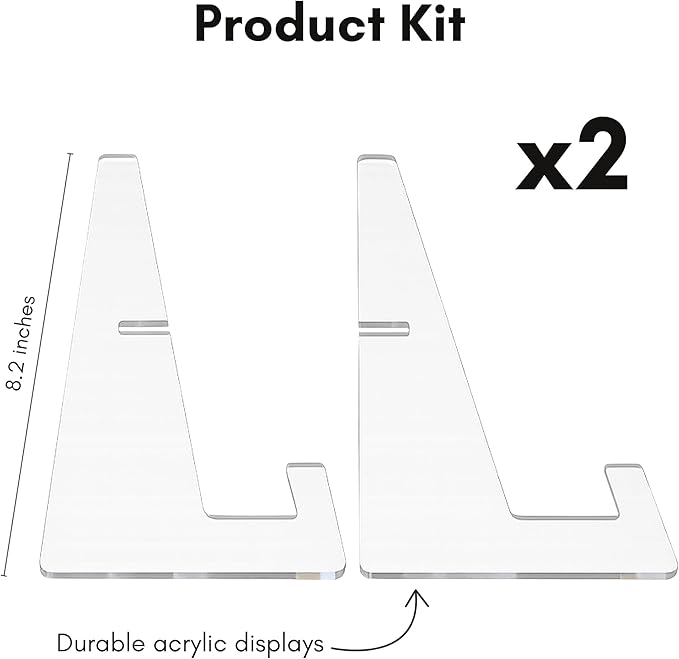 Americanflat Acrylic Easel Stand - 6" Tabletop Easel and Plate Stand - Set of 2 - Lightweight Display Holders for Photos, Cards, Frames, Books, Magazines, Albums - Home or Office Decor