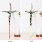 ACHIBANG 2 Pack Crucifix Wall Cross – Gold & Copper Catholic Jesus Crosses for Wall, 10" Metal Crucifix Decor for Blessing & Protection