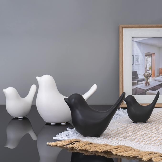 Notakia Small Birds Statues Black Modern Farmhouse Decor Deals, Farmhouse Decor for Kitchen Counter, Bathroom Shelf, Living Room, Office Sculpture, Knick Knacks for Shelves