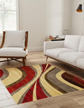 Unique Loom Barista Collection Area Rug - Ngada (7' 1" Square, Beige/Red)