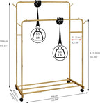 AT-VALY Double Rod Clothing Rack with wheels,Garment Rack for Hanging Clothes,Multi-functional Bedroom Clothes Rack (Gold)