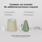 Small Bedside Table Lamp for Bedroom - Reading Desk Lamp with 3 Color Temperatures，15.5" Nightstand Ceramic Lamp with Fabric Shade for Kids Room,Living Room,Dorm,Home Office (Green)