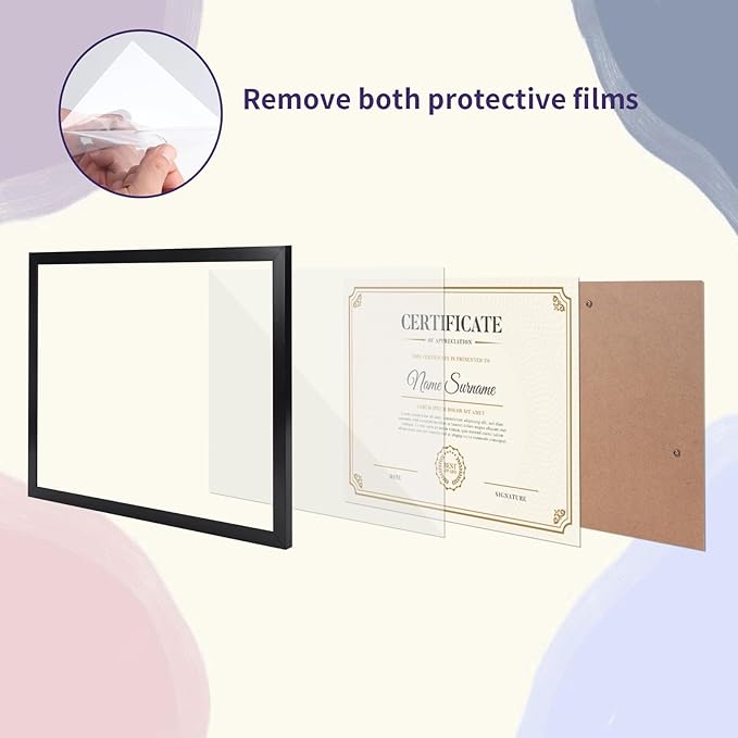 8.5x11 Black Picture Frames Set of 8, 8.5 by 11 Picture Frame for Award Certificate and Diploma Display on Wall or Tabletop
