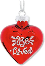 Lillian Vernon Glitter Words Blown Glass Valentine’s Day Ornaments - Handcrafted Hanging Tree Decorations, Heart Glitter Words Holiday & Party Decor, 2.5 in, Pink & Red, 12-Piece Set