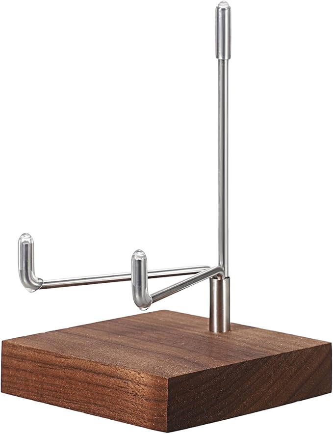 Hipiwe Crystal Display Stand Adjustable Metal Arms Display Stand Easel with Wooden Base for Displaying Geodes Rock Mineral Agate Coral Seashell and Small Collectibles,2.6"x2.6"x4.1"