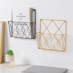 Iron Wire Collection For Case Wall Mount File Holder Metal Magazine Organizer Holder Home School Dorm Organizer Supplies Wall Magazine Holder Rack Gold Metal Clear For Bathroom