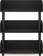 Furinno TURN-N-TUBE Display Shelf, 3-Tier Storage Shelves with Side Panels, Open Shelves Book Shelf with Rounded Corner Top Edges, for Organization and Storage, Living Room, Home Office, Espresso