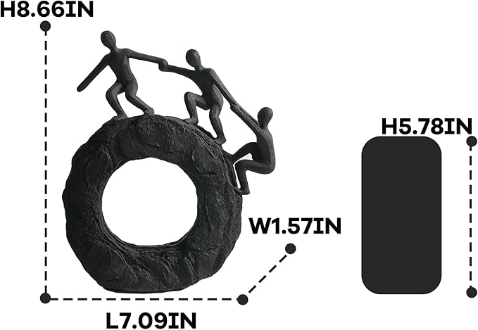 Abstract Sculptures - Living Room and Office Dynamic Climbing Wall Character Decoration, Black Statue 7x8x1.5 inches Elegant Black Home Decoration Gift Creativity