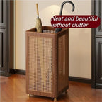 Wooden Umbrella Stand, Decorative Umbrella Basket, Umbrella Holder for Entryway, Vintage Minimalist Rectangular Hollow Umbrella Storage