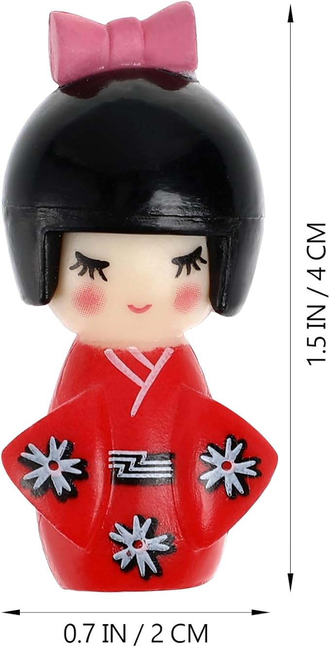 NUOBESTY Traditional Japanese Kimono Doll Ornament Wooden Asian Geisha Collectible Figurine Statue for Office Home Party Table Decoration Random