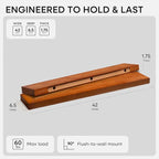 Homeforia Oak Floating Shelves 42 inch Long, High End Solid Real Wood 42inch Floating Shelf for Wall Mounted, Honey Oak Wooden 42in Floating Shelves, Heavy Duty Bracket, 42 X 6.5 X 1.75 in, Set of 2