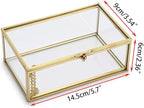 Hipiwe Vintage Glass Keepsake Box, Rectangle Jewelry Display Organize Vanity Lidded Box Home Decor Accent Decorative Box for Storage Trinket Rings Bracelet