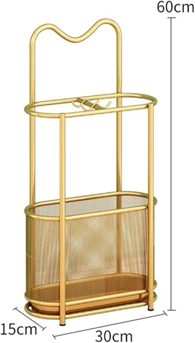 Metal Umbrella Holder Stand,Freestanding Umbrella Holder with Hooks and Drip Tray, Space Saving Umbrella Stand Rack Organizer for Entryway Home Office Patio Decor(30x15x60cm(12x6x24inch), Black)