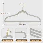 50 Pack Clear Plastic Hangers with Gray Glitter, Acrylic, Ultra Slim, Space Saving, for Coats, Pants, Suits, Shirts, Skirts, Dress Clothes