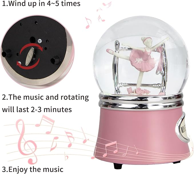 Ballerina Snow Globes Christmas Music Box, Rotating Ballet Dance Musical Snowglobe for Girls, 100MM Water Globe Plays Fur Elise Melody, Gifts for Women Dancers Friends