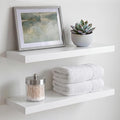 Homeforia White Floating Shelf 20 inch, High End Solid Real Wood 20inch Bathroom Floating Shelves for Wall Mounted, White Wooden 20in Floating Shelves, Heavy Duty Bracket, 20 X 6.5 X 1.75 in, Set of 3