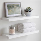 Homeforia White Floating Shelf 20 inch, High End Solid Real Wood 20inch Bathroom Floating Shelves for Wall Mounted, White Wooden 20in Floating Shelves, Heavy Duty Bracket, 20 X 6.5 X 1.75 in, Set of 3