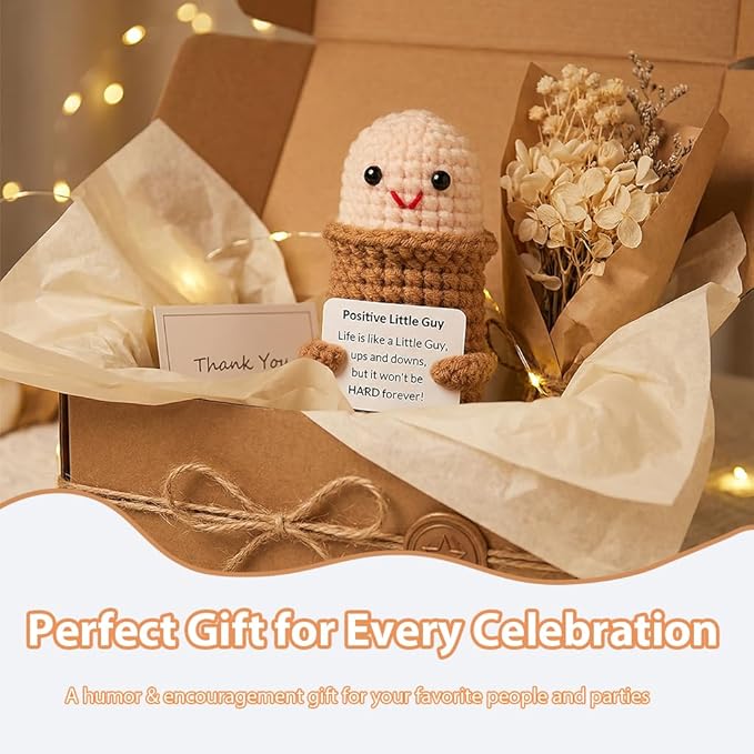 Funny Positive Crochet Gifts Emotional Support Stuffed Doll for Friends Men Women,White Elephant
