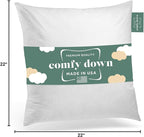 ComfyDown 22X22 Decorative Throw Pillow Insert, Down and Feathers Fill, 100% Cotton Cover 233 Thread Count, Square Pillow Insert - Made in USA (Single)