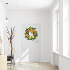 Svndlyn 22 Inch Lighted Spring Summer Wreath for Front Door,Dahlia Pinnata, Roses, Eucalyptus Leaves, Peony, Mixed Flowers,Artificial Wreath for Front Door Spring Outdoor Home Decor Easter Decor