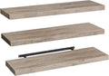 RALGEND Floating Shelves for Wall, 47.2" Large Grey Wall Shelf Set of 3 with Invisible Brackets, 1.5" Thick Hanging Book Shelves Farmhouse Decor for Bathroom, Living Room, Bedroom, Greige 12301BJP3BG