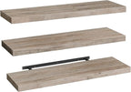 RALGEND Floating Shelves for Wall, 47.2" Large Grey Wall Shelf Set of 3 with Invisible Brackets, 1.5" Thick Hanging Book Shelves Farmhouse Decor for Bathroom, Living Room, Bedroom, Greige 12301BJP3BG