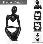 Sandstone Resin Thinker Style Abstract Sculpture Statue Collectible Figurines Home Office Bookshelf Desktop Decor (Small Black, Right)