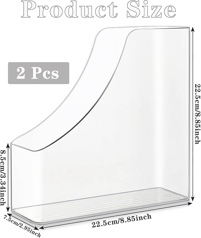 2 Pack Vertical File Holder Clear Acrylic Desk Organizer Storage Bins Holding Plastic Document Organizer Clear PET Magazine Holder Basics Vertical Magazine Rack for Home Office School