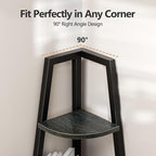 Furnulem 5 Tier Corner Shelf with LED Light, 67.2” Tall Standing Shelf for Wall Corner, Narrow Bookshelf Ladder Shelf for Bedroom, Living Room, Plant, Wood Storage Rack, Metal Frame (Black Oak)
