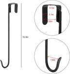Jemeni 16" Heavy Duty Wreath Hangers for Front Door (2 Pack), 35LBS Matte Iron Over The Door Hook, No Tools Needed Black Wreath Holder