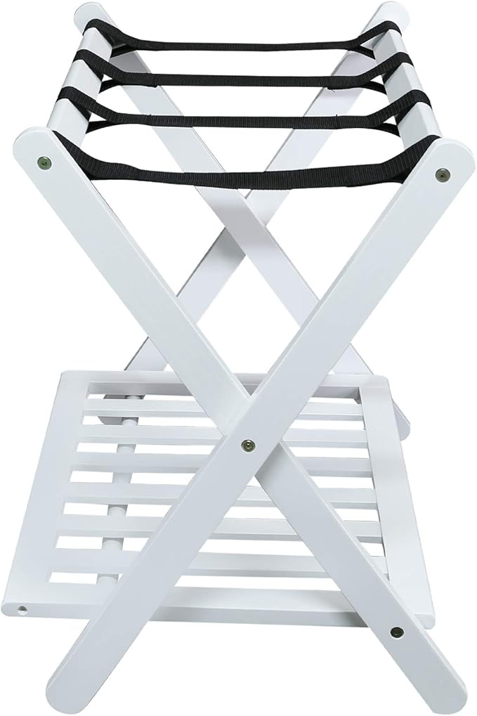 Casual Home Shelf-White Luggage Rack, 26.75" Wide