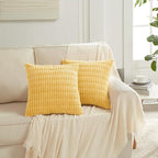 Fancy Homi 4 Packs Decorative Throw Pillow Covers for Living Room Couch Bed, Modern Farmhouse Boho Home Décor Accent Cushion Case, 18" x 18", Yellow