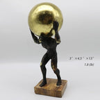 Lukitas Atlas Holding Up World Statue and Sculpture, Struggler Figurine Decor, Ball Lifting Sculpture, Creative Ornament for Office Living Room, Resin 13''