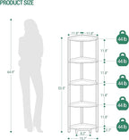 Hzuaneri Corner Shelf Stand, Corner Bookshelf, Storage Standing Shelf Unit with Metal Frame, Plant Stand, Bookcase for Living Room, Home Office, Bedroom, 5-Tier Greige CS05905B