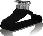 MIZGI Premium All Black Velvet Hangers with Black Hooks (30 Pack) Heavy Duty - Non Slip Felt Hangers - 360 Degree Swivel,Space Saving Clothes Hanger,Durable Strong Hanger for Suits,Coat