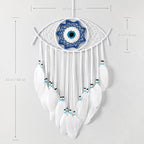 Dremisland Evil Eye Dream Catcher-White Dream Catchers Handmade Feather Evil Eye Wall Hanging Ornament Home Decoration for Bedroom Livingroom Yard, Blessing Craft Gift Bring Good Luck (Pure White)