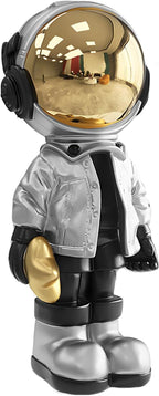 Dosker Small Astronaut Statues Mini Spaceman Sculpture Polyresin Arts Gifts Silver Figurine Ornament Room Decor for Men,Home and Desktop Accessories Tabletop Decoration, Living Room, Office, Bookshelf