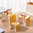 Chuangdi 2 Sets Acrylic Display Risers, Product Stand, Jewelry Display Riser Shelf Showcase Fixtures for Dessert Cupcake Candy Figure Treat Action Showcase (Gold,Medium Set)